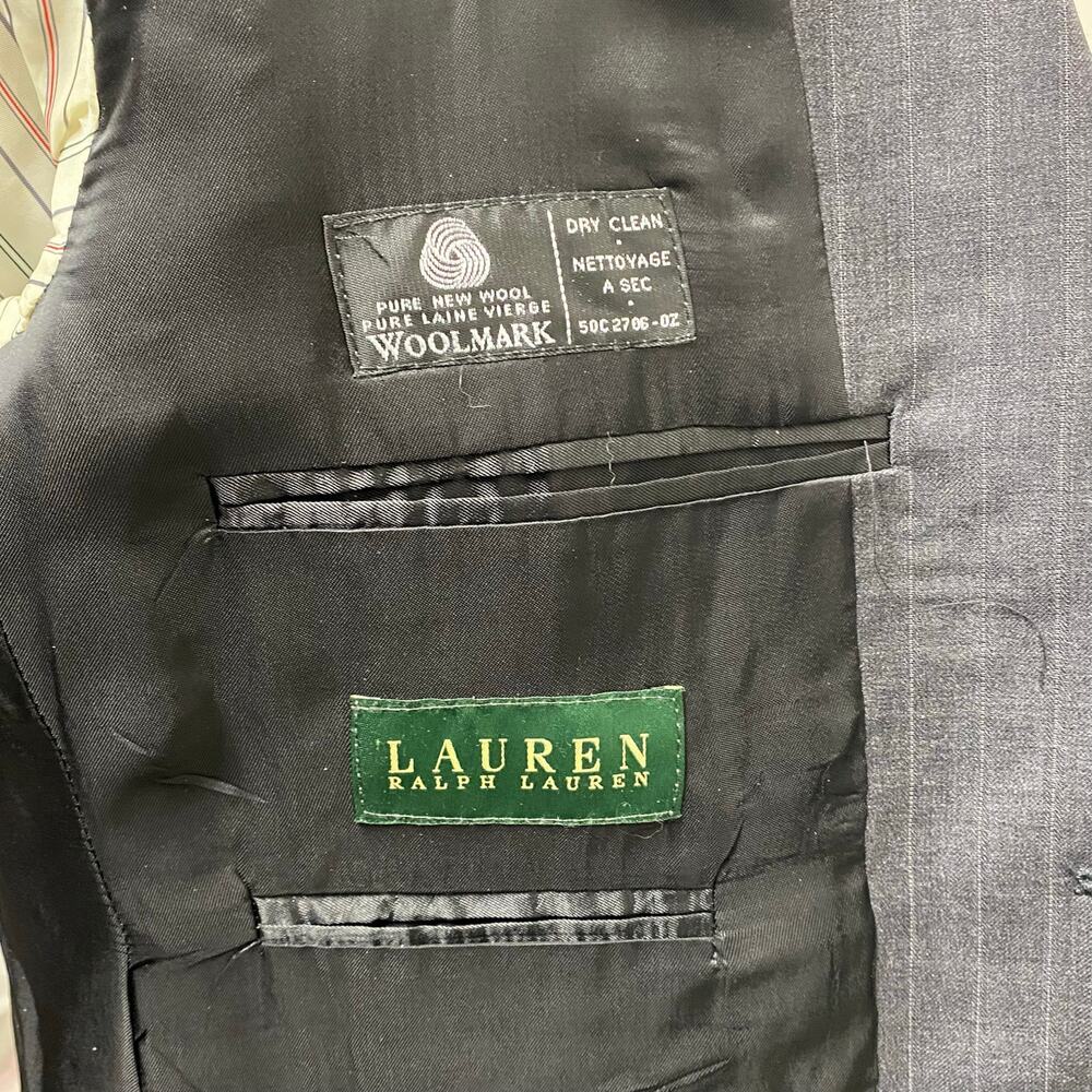 Lauren Ralph Lauren Pinstripe Blazer Suit Jacket Mens 40R Two Button Wool LRL - Picture 12 of 12